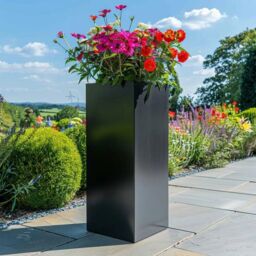 Access Garden Products 100cm Zinc Galvanised Polished Black Tall Square Planter - thumbnail 3