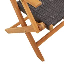Berkfield Home Beautiful Folding Garden Chairs 4 pcs Black Poly Rattan & Solid Wood - thumbnail 8