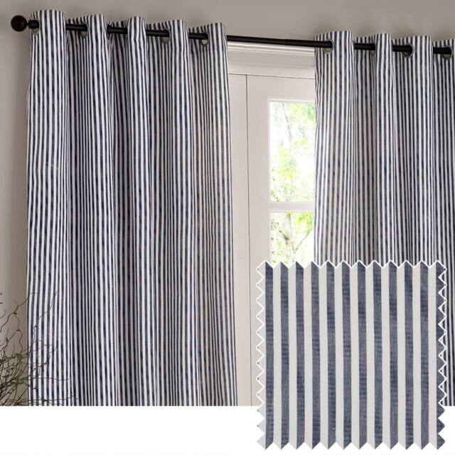 Yard Hebden 100% Cotton Blackout Eyelet Curtain Pair in Navy - Size: 168 cm width x 229 cm drop