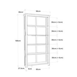 Cabinet Bits Bookcase with plinth 180x90x30cm in Light Grey - Size: 180 x 90 x 30 cm - thumbnail 3