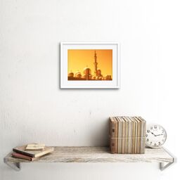 "Artery8 Wall Art Print Mosque Dubai Golden Framed in White - Size: W7"" x H9""" - thumbnail 2