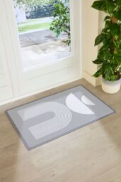 Artsy Mats Grey Half Moon Abstract Indoor & Outdoor Doormat - Size: 90 cm x 60 cm - thumbnail 1