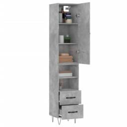 Berkfield Home Highboard Concrete Grey 34.5x34x180 cm Engineered Wood - thumbnail 1