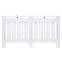 HOMCOM Radiator Cover Painted Slatted MDF Cabinet Lined Grill S/M/L in White - thumbnail 2