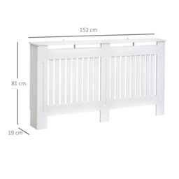 HOMCOM Radiator Cover Painted Slatted MDF Cabinet Lined Grill S/M/L in White - thumbnail 3