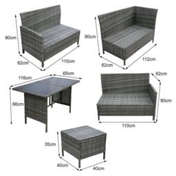 Home Garden Direct Thalia Rattan Corner Sofa Set with Polywood Table Top - 8 Seater Outdoor Furniture Set in Grey - thumbnail 7
