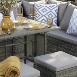 Home Garden Direct Thalia Rattan Corner Sofa Set with Polywood Table Top - 8 Seater Outdoor Furniture Set in Grey - thumbnail 6