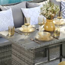 Home Garden Direct Thalia Rattan Corner Sofa Set with Polywood Table Top - 8 Seater Outdoor Furniture Set in Grey - thumbnail 5