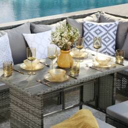 Home Garden Direct Thalia Rattan Corner Sofa Set with Polywood Table Top - 8 Seater Outdoor Furniture Set in Grey - thumbnail 4
