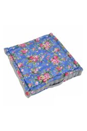 Homescapes Blue Roses Cotton Floor Cushion - Size: 40 cm x 40 cm - thumbnail 1