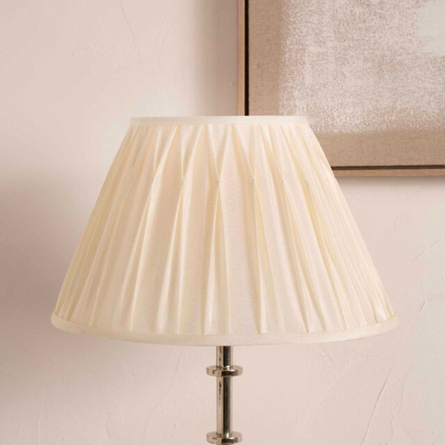 Ruma Ivory Poly Silk Pleated Lampshade for Table Lamps & Floor Lamps in Beige - Size: 10 inches - image 1
