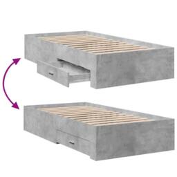 Berkfield Home Bed Frame with Drawers without Mattress Concrete Grey 100x200 cm - thumbnail 7