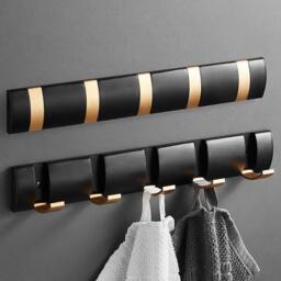 Havendro Wall Mounted Coat Hooks Rack Heavy Duty Foldable Hanger in Black - thumbnail 1