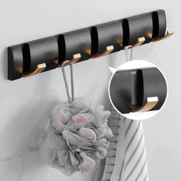 Havendro Wall Mounted Coat Hooks Rack Heavy Duty Foldable Hanger in Black - thumbnail 2