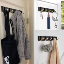 Havendro Wall Mounted Coat Hooks Rack Heavy Duty Foldable Hanger in Black - thumbnail 4
