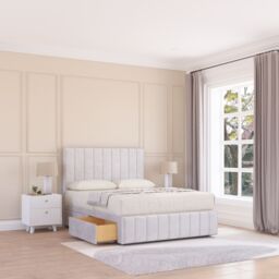 "Sloomy California Divan Bed Base Slate Naples 2 Drawers 12"" Footboard & 54"" Floor Standing Headboard in Silver - Size: Single" - thumbnail 1
