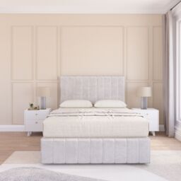 "Sloomy California Divan Bed Base Slate Naples 2 Drawers 12"" Footboard & 54"" Floor Standing Headboard in Silver - Size: Single" - thumbnail 2