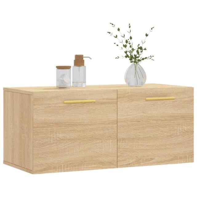 Berkfield Home Wall Cabinet Sonoma Oak 80x36.5x35 cm Engineered Wood in Brown - image 1