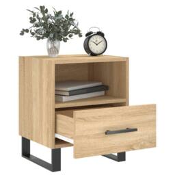 Berkfield Home Bedside Cabinet Sonoma Oak 40x35x47.5 cm Engineered Wood in Light Brown - thumbnail 7