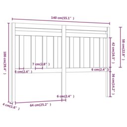 Berkfield Home Bed Headboard 140x4x100 cm Solid Wood Pine in Brown - Size: 140 x 4 x 100 cm - thumbnail 5