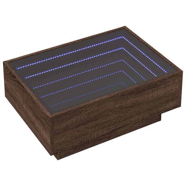Berkfield Home Decorative Coffee Table with LED Brown Oak 70x50x30 cm Engineered Wood - Size: 70 x 50 x 30 cm - image 1