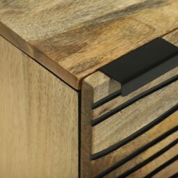 Berkfield Home Bedside Cabinets - 2 pcs, 40x33.5x46 cm, Solid Mango Wood in Beige - Size: 40x33.5x46 cm - thumbnail 7