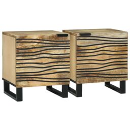 Berkfield Home Bedside Cabinets - 2 pcs, 40x33.5x46 cm, Solid Mango Wood in Beige - Size: 40x33.5x46 cm - thumbnail 1