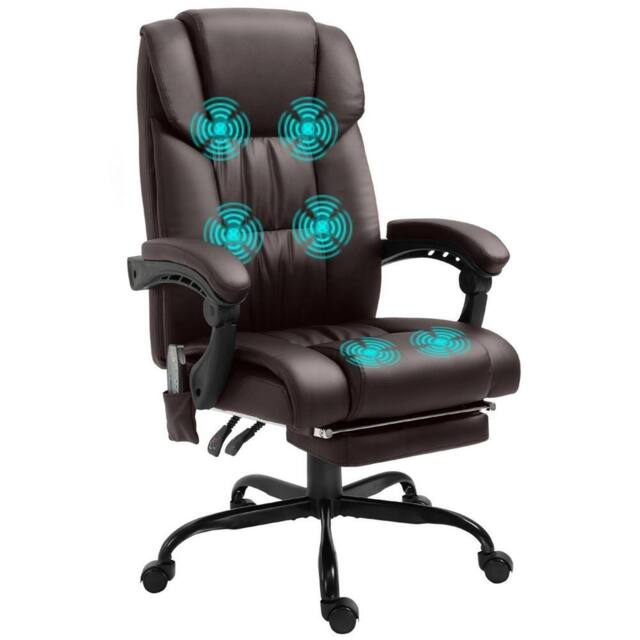 VOGREX Brown PU Massage Office Chair Height Adjustable in Dark Brown - image 1