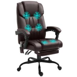 VOGREX Brown PU Massage Office Chair Height Adjustable in Dark Brown