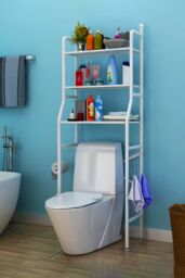 Living and Home 3 Tiers Metal Organizer Over Toilet Rack Storage Shelves Bathroom in White - thumbnail 4