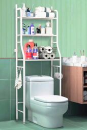 Living and Home 3 Tiers Metal Organizer Over Toilet Rack Storage Shelves Bathroom in White