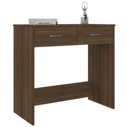 Berkfield Home Desk Brown Oak 80x40x75 cm Engineered Wood - Size: 80 x 40 x 75 cm - thumbnail 3