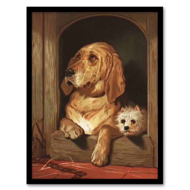 Artery8 Dignity & Impudence Dog Portrait Landseer Framed Wall Art Print in Brown - Size: A4 - image 1