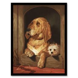 Artery8 Dignity & Impudence Dog Portrait Landseer Framed Wall Art Print in Brown - Size: A4 - thumbnail 1