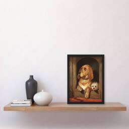 Artery8 Dignity & Impudence Dog Portrait Landseer Framed Wall Art Print in Brown - Size: A4 - thumbnail 4