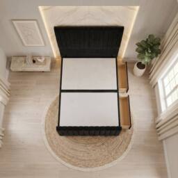 "Somnior Eleanor Velvet Divan Base 2 Drawers 54"" Headboard & 22"" Footboard in Black - Size: Small Double" - thumbnail 4