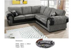 SOFA SCENE LTD Tango King-size Corner Sofa Suite Set Grey/Black Jumbo Cord in Grey - thumbnail 2