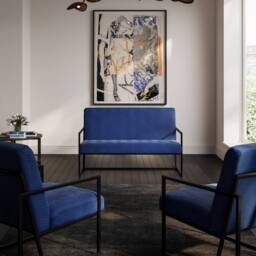 Lemon Pavilion Furniture Chance Sofa - Velvet/Metal - Oxford Blue - Partially Assembled - thumbnail 6