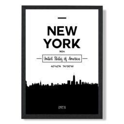 ARTZE New York Black & White City Skyline Framed Print SIZE: A2 with Black Frame - Size: A4 - thumbnail 1