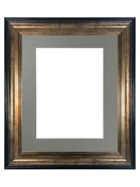 Frames & Mirrors 4U Scandi Black & Gold Frame with Dark Grey Mount for Image Size 30 x 40 CM - image 1