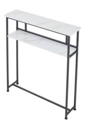 Living and Home 2-Tier Narrow Marble-Effect Console Table in White - thumbnail 5
