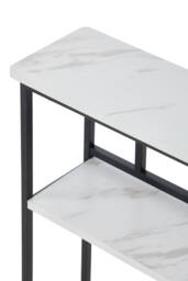 Living and Home 2-Tier Narrow Marble-Effect Console Table in White - thumbnail 9