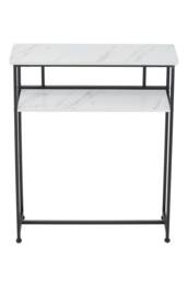 Living and Home 2-Tier Narrow Marble-Effect Console Table in White - thumbnail 6