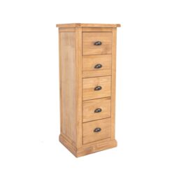 Cabinet Bits Lucca 5 Drawer Narrow Chest of Drawers Brass Cup Handle in Light Brown - thumbnail 2