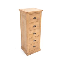 Cabinet Bits Lucca 5 Drawer Narrow Chest of Drawers Brass Cup Handle in Light Brown - thumbnail 3