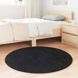 Berkfield Home Shaggy Rug High Pile NAVARRA Black 100x100 cm Polyester - Size: Medium - thumbnail 3