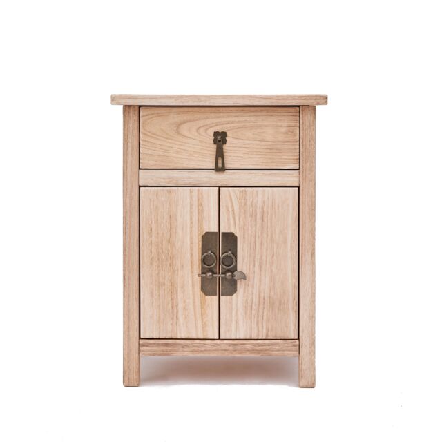 Cabinet Bits Portofino 1 Drawer 2 Door Bedside Table Drop Handle in Natural
