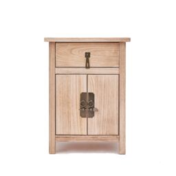 Cabinet Bits Portofino 1 Drawer 2 Door Bedside Table Drop Handle in Natural - thumbnail 1