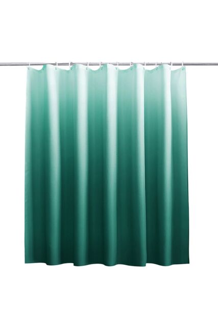 Neel Blue Gradient Colour Bathroom Shower Curtain with 12 Hooks, Mould & Mildew Resistant in Green - Size: 180 cm width x 180 cm drop - image 1