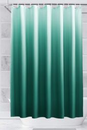 Neel Blue Gradient Colour Bathroom Shower Curtain with 12 Hooks, Mould & Mildew Resistant in Green - Size: 180 cm width x 180 cm drop - thumbnail 7
